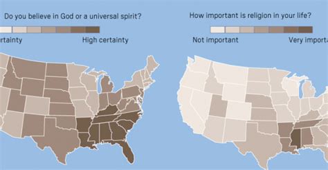 religion in the u s these maps show which states are most and least