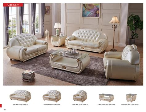 contemporary luxury beige leather living room sofa set pcs esf giza