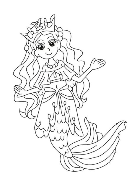 beauty queen mermaid coloring page  printable coloring pages  kids