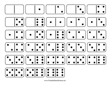printable standard dominoes   total   tiles     combinations