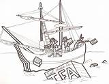 Boston Tea Party Coloring Drawings Drawing Sketch Pages Clipart Kids Clip Coloringhome Ship Harbor Sketches Revolution American Print Pdf Prints sketch template