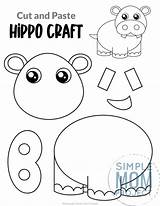 Hippo Paste Preschoolers Simplemomproject Kindergarteners sketch template