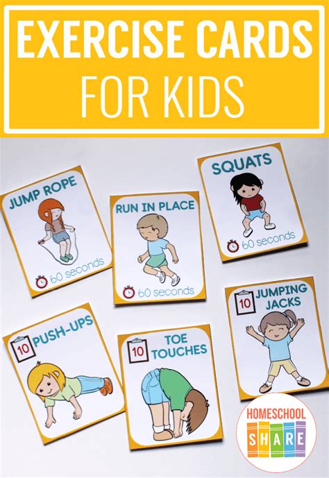 printable exercise flashcards homeschool share