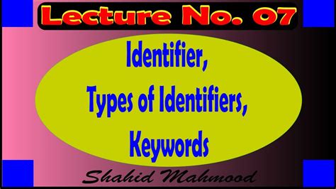 identifier types  identifier standard identifier user defined identifier keywords
