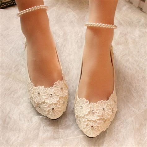 Full Sizes Women Ivory White Wedding Ballet Flats Shoes