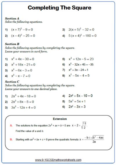 solving quadratic equations worksheets practice questions  answers