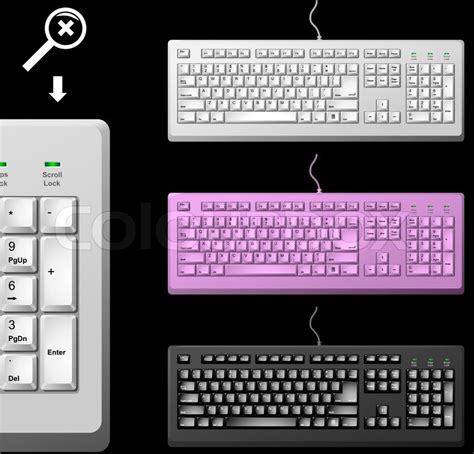 standard computer keyboard vector template  white  black color