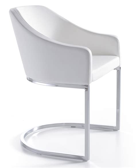 angel cerda fauteuil design simili cuir blanc  pieds acier inoxydable arka lot de