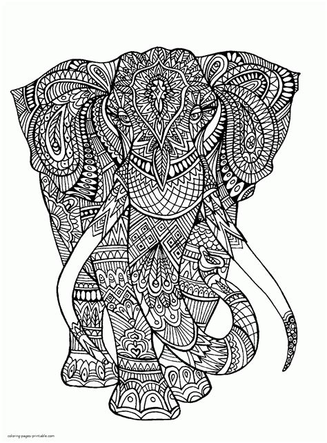 difficult elephant colouring page coloring pages printablecom