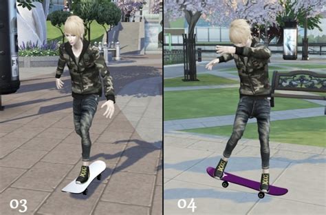 skateboard poses at haneco s box sims 4 updates
