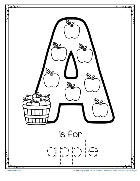 letter    apple trace  color printable  letter