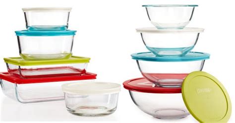 Hot Two Sets Of Pyrex Glass Mixing Bowl Sets W Colored