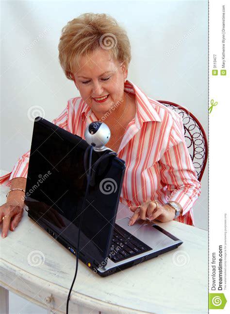 senior woman using webcam stock image image of mature 3113477