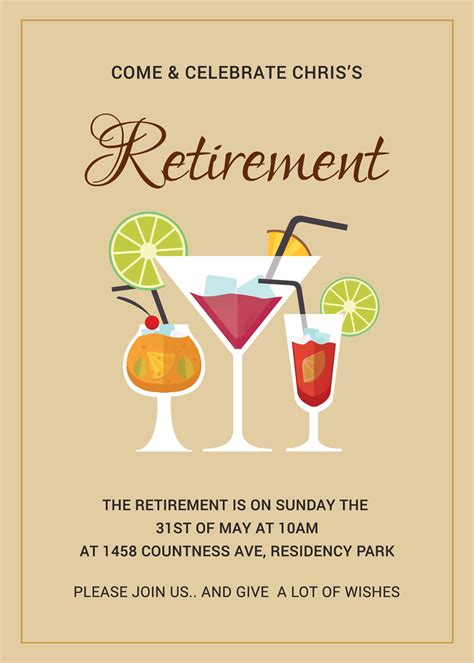 printable retirement party invitation template  adobe photoshop