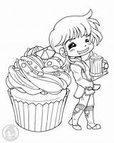 Chibi Manga Coloriage Dessin Imprimer Colorier Cupcake Personnages Livre Couleur Thérapie Coloring Gratuit Adulte Carte sketch template