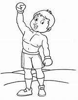 Boxing Coloring Pages Kick Boxer Boy Ring Gloves Printable Winner Template Kids Categories sketch template