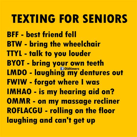 texting for seniors senior humor funny thoughts