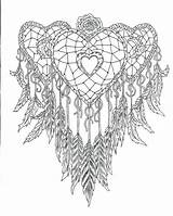 Catcher Dream Coloring Pages Dreamcatcher Printable Heart Drawing Adults Simple Mandala Adult Getdrawings Print Tattoo Getcolorings Color Drawn Lovely Description sketch template