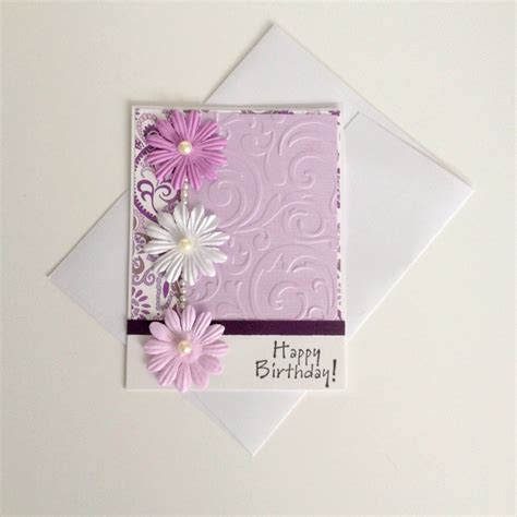 happy birthday card envelope  purples   lillamscardshop