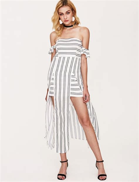 womens sheath dress maxi long dress white  sleeve white striped split print summer