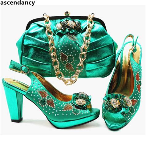 Latest African Shoes And Bags Matching Set High Quality Nigerian Women