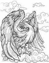 Phoenix Coloring Pages Adults Bird Colouring Adult Printable Book Sheets Deviantart Color Fantasy Creatures Stencils Drawing Pyrography Getcolorings Bw Dragons sketch template
