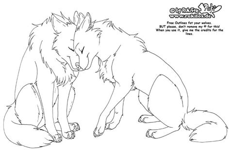 coloring pages anime wolfs wolves  outline  rukifox