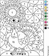 Number Color Thanksgiving Printable Worksheets Turkeys Kids Coloring Pages Printables Holiday Turkey Numbers Fun Code Hard Print Colors sketch template