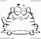 Cat Sad Cartoon Coloring Chubby Tabby Drunk Clipart Outlined Vector Cory Thoman Royalty Clipartof sketch template