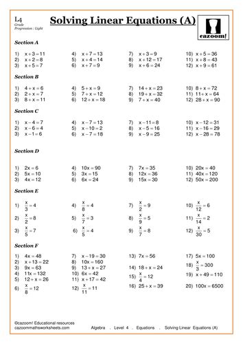 solving linear equations teaching resources solving linear