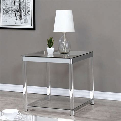 Buy Coaster 720337 Co 1 Shelf Glass Top End Table Chrome In Cheap