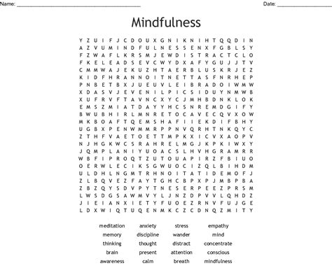 Mindfulness Word Search Wordmint