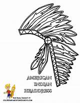 Coloring Native Headdress Pages American Tattoo Template Cowboy Library Indians sketch template
