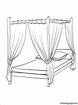 Coloring Bed Canopy Pages Bedroom Drawing Getdrawings Getcolorings Bedtime sketch template