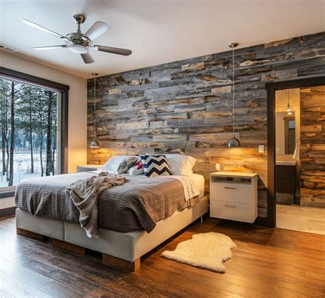 modern  creative bedroom design featuring wooden panel wall