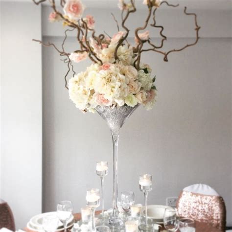Beautiful Pastel Flowers In A 70cm Martini Vase By Add Style Uk Glass