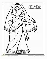 Coloring Indian Pages Traditional Clothing Worksheet Kids India Sheet Education Dress Worksheets Printable Girl Around Colouring Clothes Visit Wearing Costumes sketch template