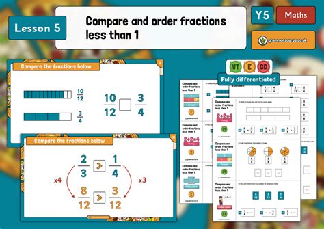 year  fractions compare  order fractions    lesson  grammarsaurus