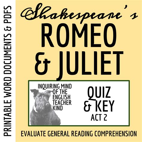 romeo  juliet act  quiz  answer key   teachers