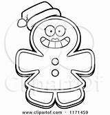 Gingerbread Woman Christmas Cartoon Santa Hat Mascot Clipart Wearing Coloring Cory Thoman Vector Outlined Royalty Happy 2021 sketch template