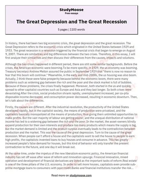 great depression   great recession  compare  contrast