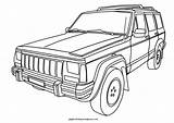 Jeep Coloring Pages Cherokee Cars Kids Printable 4x4 Book Xj Drawing Jeeps Color Boyama Transportation Military Wrangler Car Print Shouldered sketch template