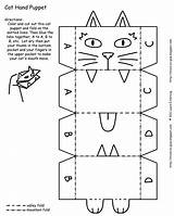 Cat Puppet Hand Printable Printables Paper Puppets Bag Octopus Crafts Craft Halloween Glue Template Paintbrush Give Finger Animals Cats Children sketch template