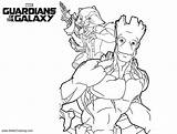 Coloring Rocket Groot Guardians Galaxy Pages Printable Kids sketch template