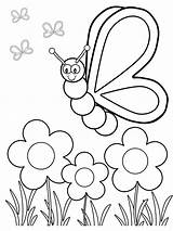 Butterfly Coloring Pages Printable Kids Flower Summer Sheets Flowers Spring Choose Board Easy sketch template