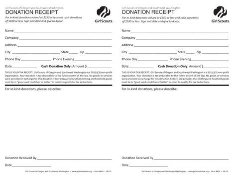 printable church donation receipt template