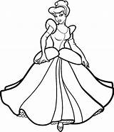 Cinderella Coloring Drawing Pages Princess Outline Cartoon Dress Printable Disney Drawings Prince Print Silhouette Color Carriage Animation Movies Draw Princesses sketch template