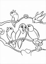 Birds Coloring Pages Bird Singing Together Drawing Cute Five Cartoon Kids School Color Colorluna Sitting Animals Branch Printable Getdrawings Bambi sketch template