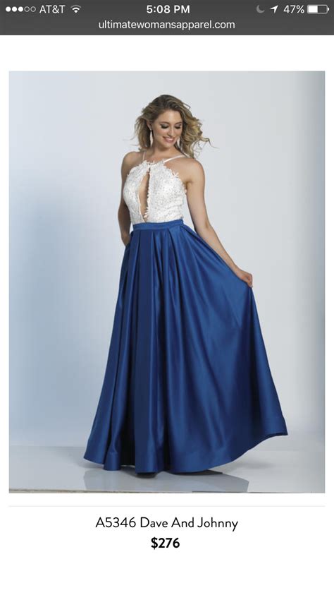 long blue  white dave  johnny halter prom dress classic prom dress cocktail evening