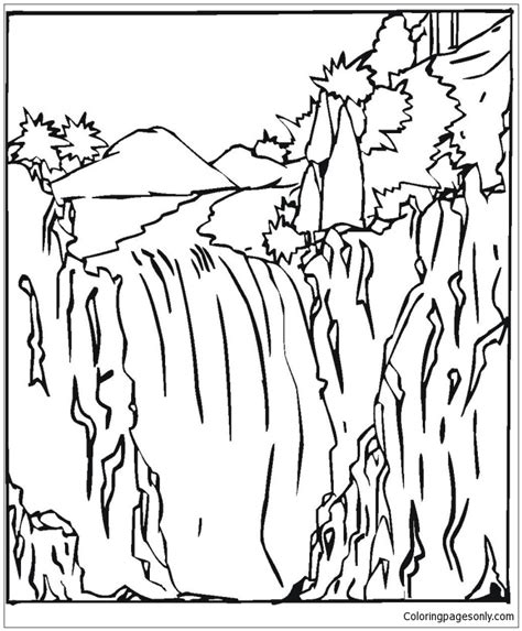 waterfall  coloring pages nature seasons coloring pages